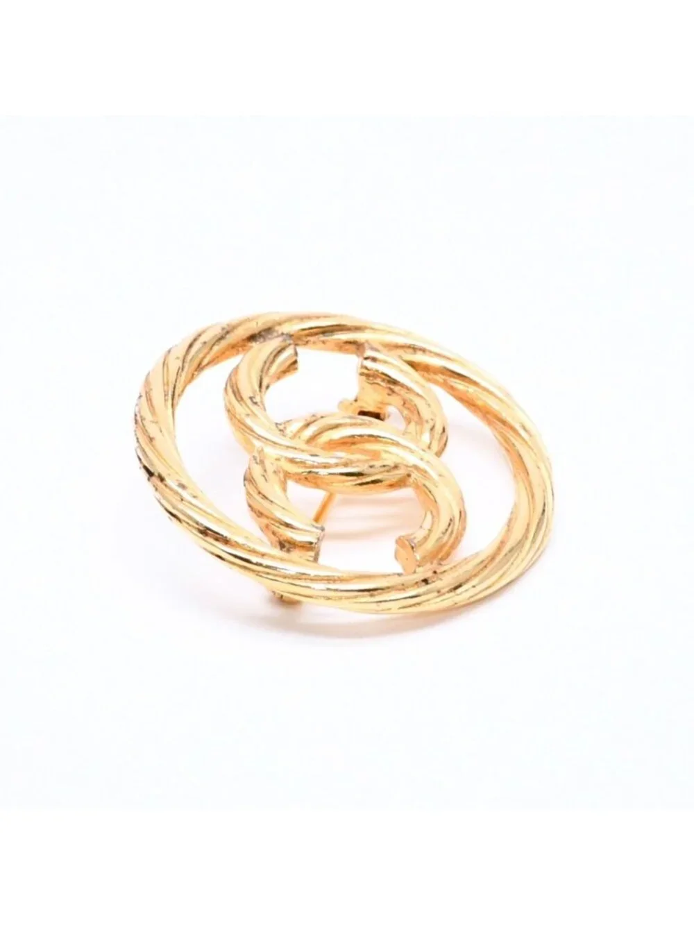 Chanel CC Logo Brooch Metal Round Gold
